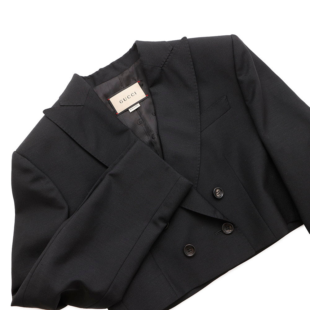 GUCCI ?Tailored Jacket Size 40 Black737459 Mohair 60% Wool 40%