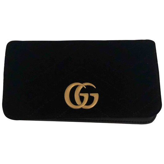 Gucci marmont black velvet clutch bag