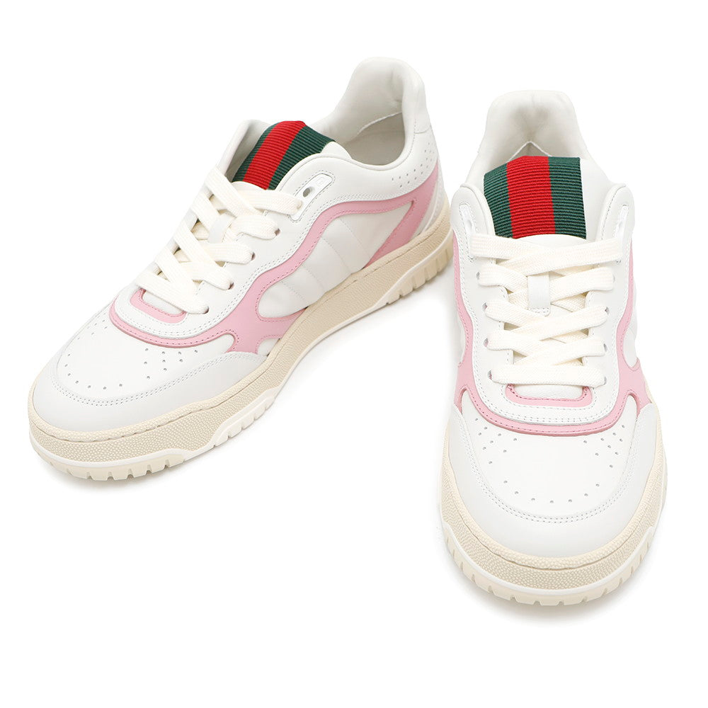 GUCCI ?Reweb Sneakers White/Pink785728 Leather Size 39.5
