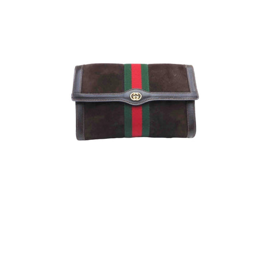 Gucci ophidia brown suede clutch bag