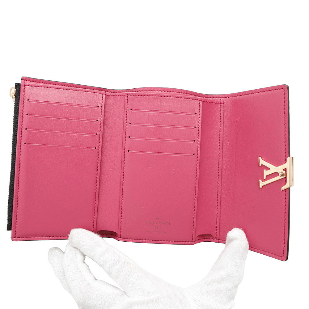 LOUIS VUITTON Portefeuille Capucine Compact Noir/Hot pinkM62157 Taurillon Leather