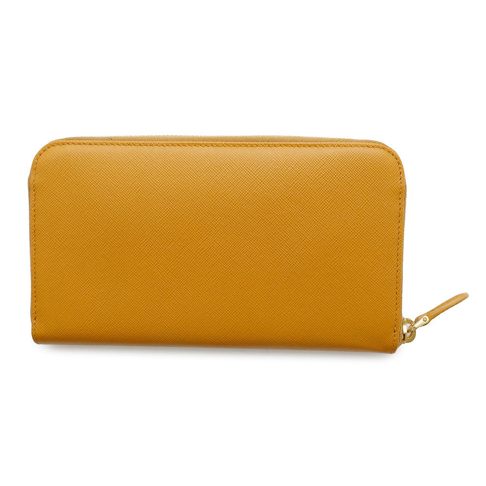 PRADA Zip Around Long Wallet Orange1M0506 Leather