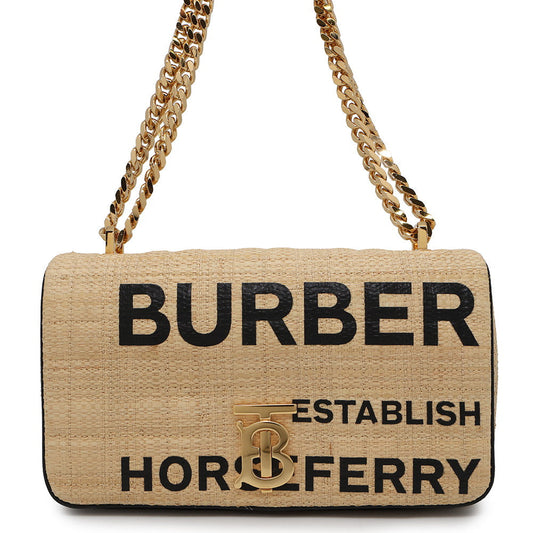 BURBERRY Horseferry Print Small Lola Beige8030229 Raffia Leather
