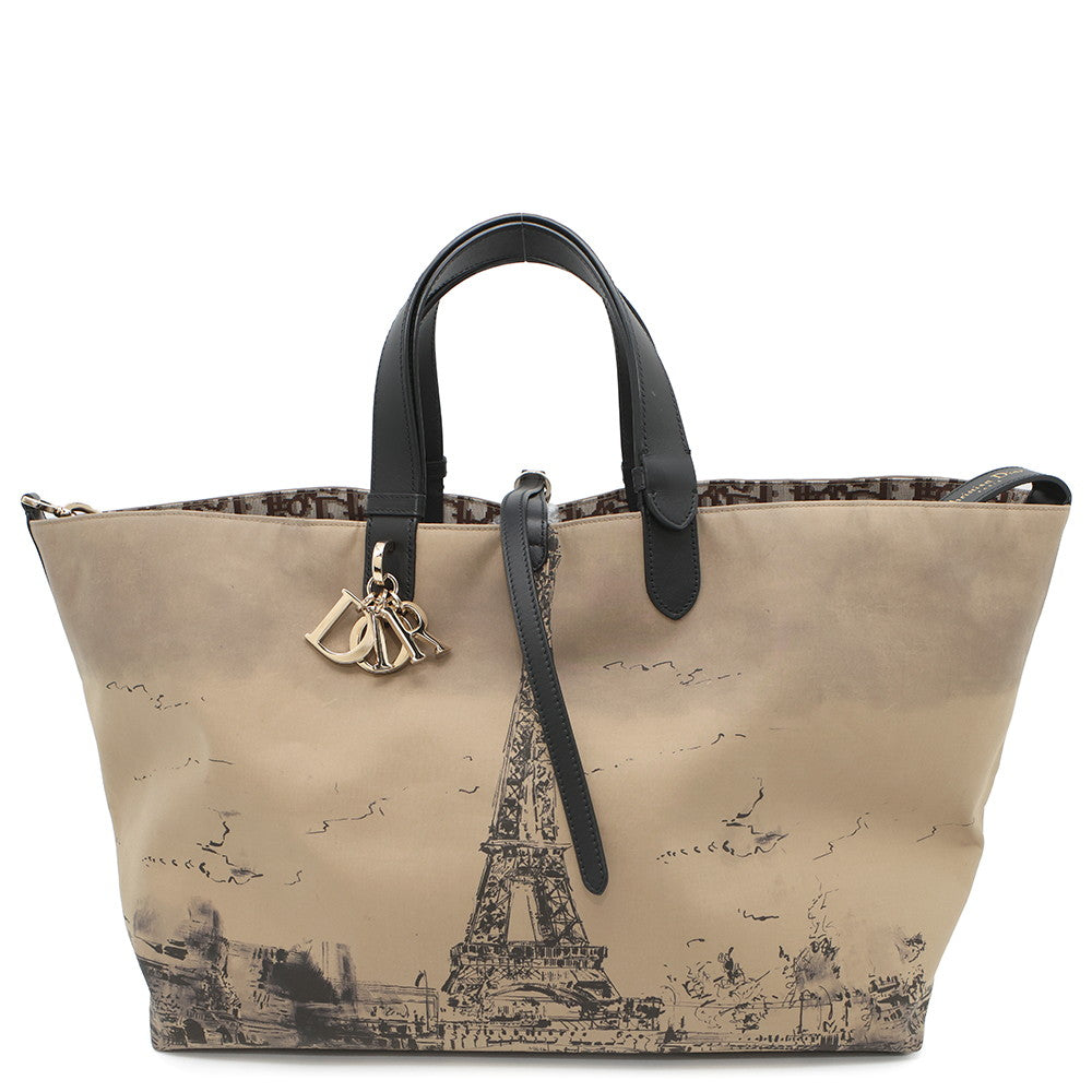 Dior Tou Jules Oblique Tote Bag BeigeM2820OZBP Nylon Leather Size Large