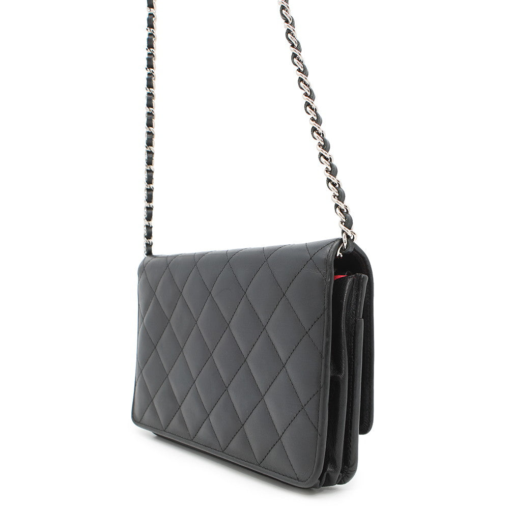 CHANEL Cambon line Chain wallet BlackA46646 Calf Leather/Patent Leather