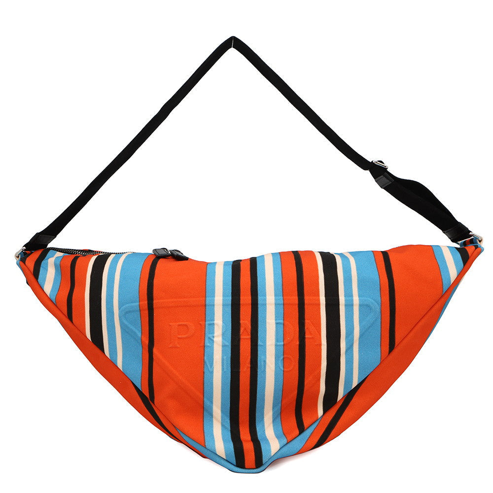 PRADA ?Triangle Shoulder Bag Orange/Blue2VY007 Canvas Size Large