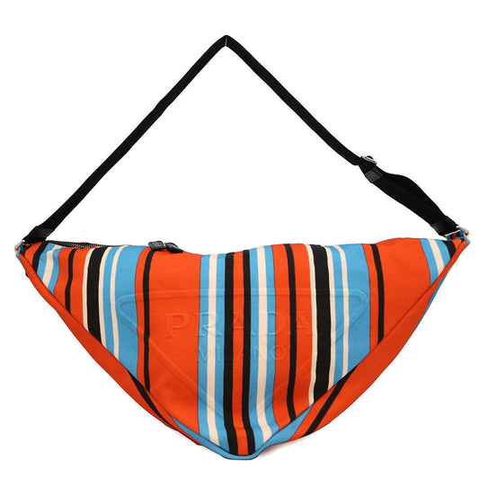 PRADA ?Triangle Shoulder Bag Orange/Blue2VY007 Canvas Size Large