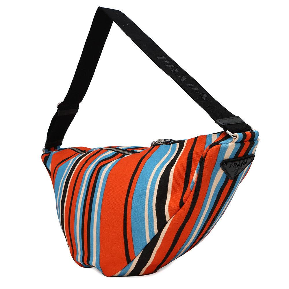 PRADA ?Triangle Shoulder Bag Orange/Blue2VY007 Canvas Size Large