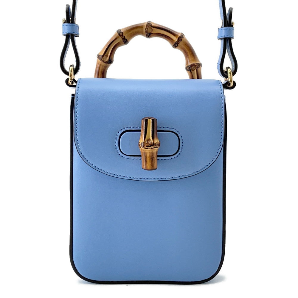 GUCCI Bamboo Mini 3WAY Backpack Light Blue702106 Leather Bamboo