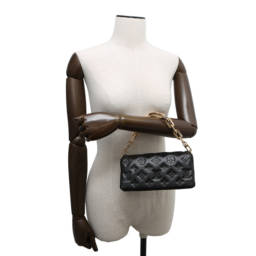LOUIS VUITTON PochetteCoussin Noir/PinkM83359 Monogramã»Pattern Lamb Leather