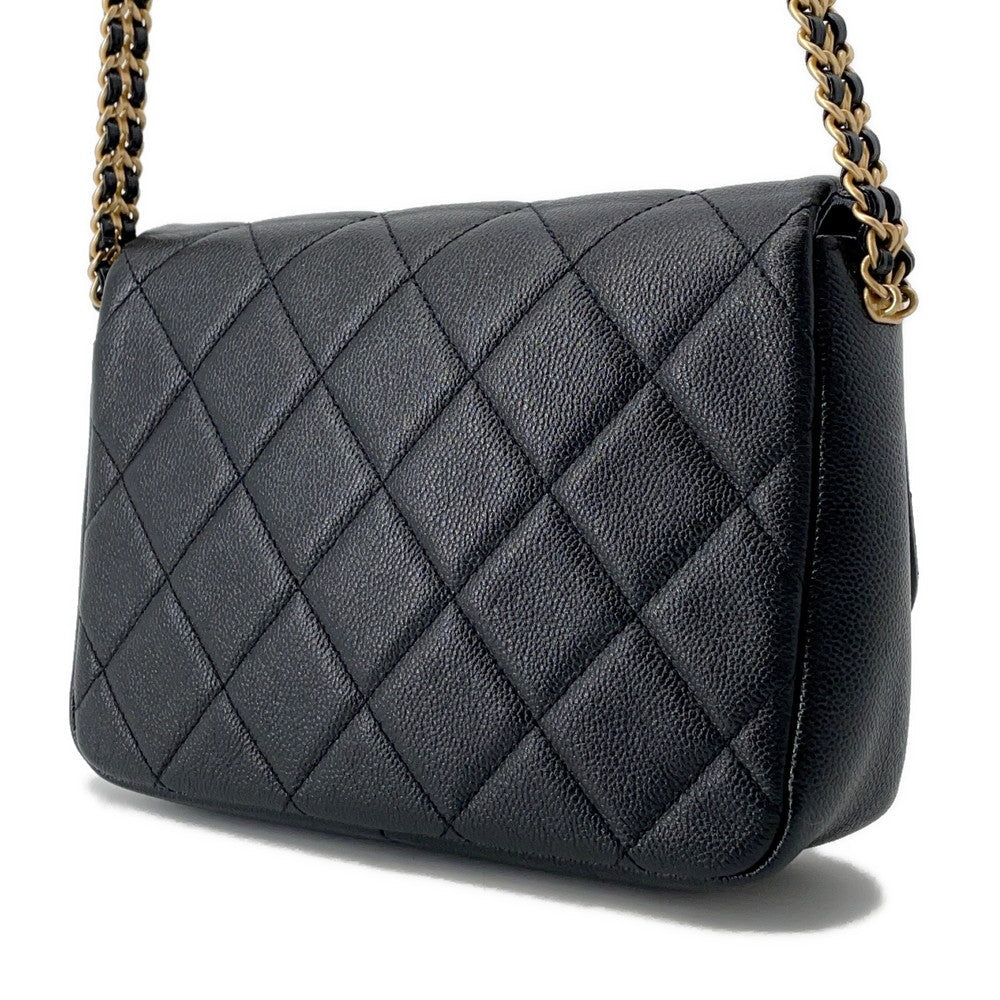CHANEL Matelasse Melody Chain Shoulder Bag BlackAS3103 Caviar Leather