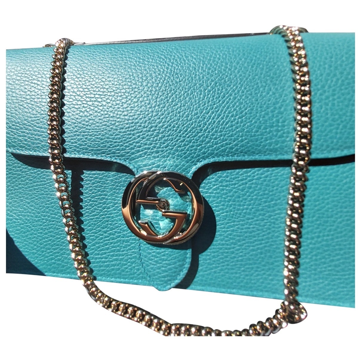Gucci interlocking turquoise leather handbag