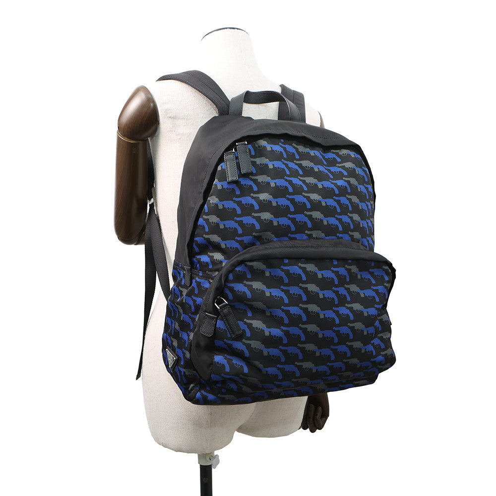 PRADA ?Pistol Backpack Black/BlueVZ0066 Nylon