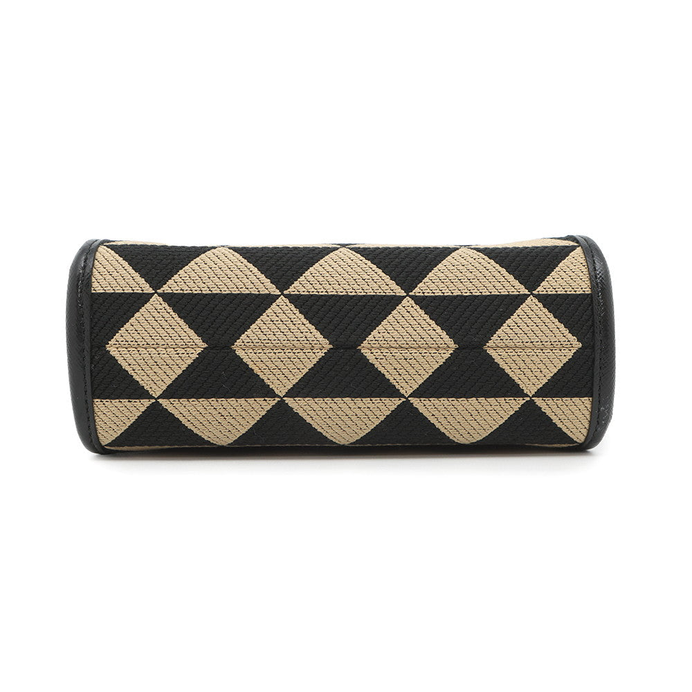 PRADA ?Symbol EmbroideryFabric Mini Bag Black/Beige1BA355 Canvas
