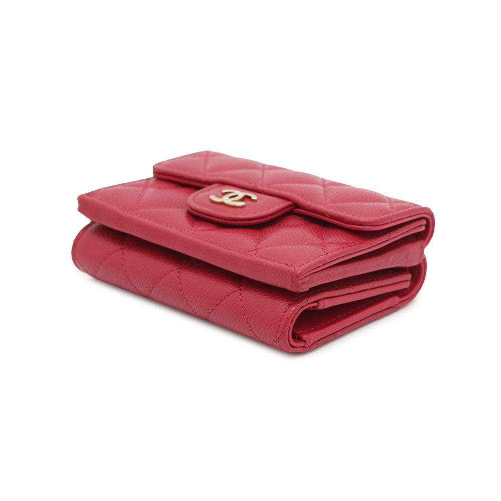 CHANEL Matelasse Classic Small Flap Wallet Pink redAP0230 Caviar Leather