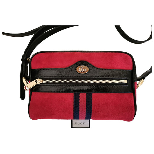 Gucci ophidia red suede clutch bag