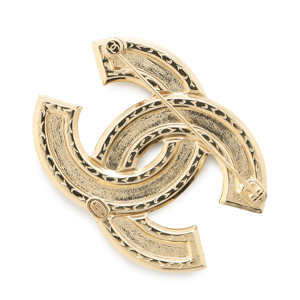 CHANEL CC Logo Matelasse Brooch Metal Rhinestone