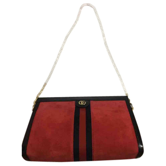 Gucci ophidia red suede clutch bag