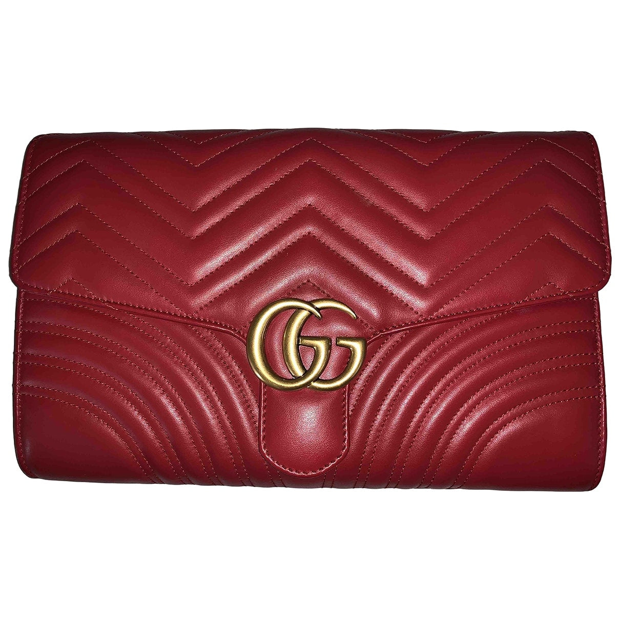 Gucci marmont red leather clutch bag