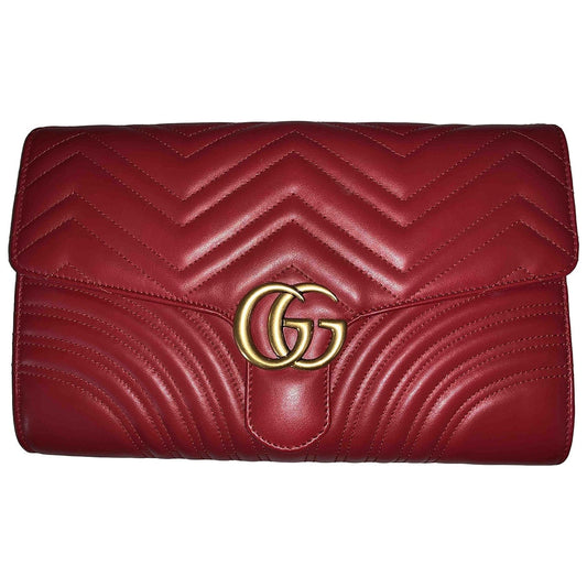 Gucci marmont red leather clutch bag