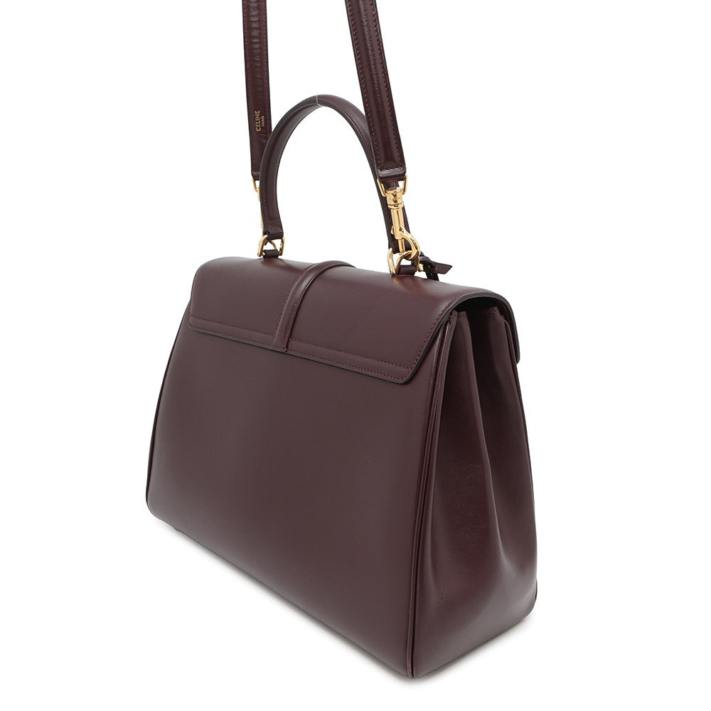 CELINE 16 SEISE 2WAY Handbag Bordeaux187373 Leather Size Medium