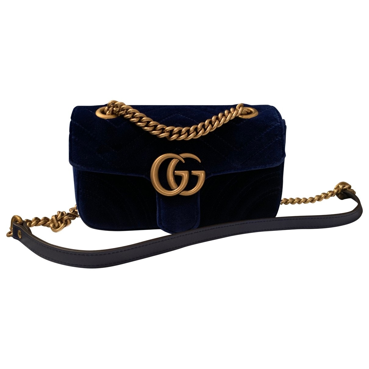 Gucci marmont blue velvet handbag
