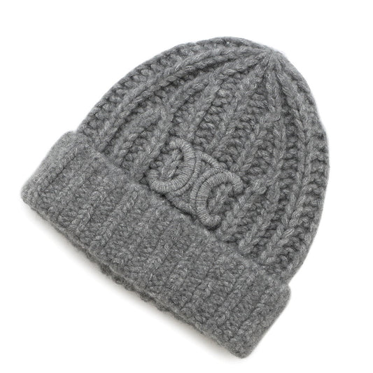 CELINE Triomphe Knit hat Size free Gray2ADOM912Z 09GR Cashmere37% Wool 37% Silk26%