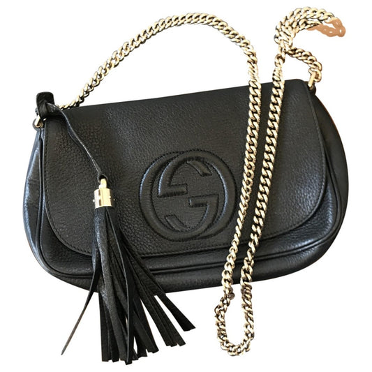 Gucci soho black leather clutch bag