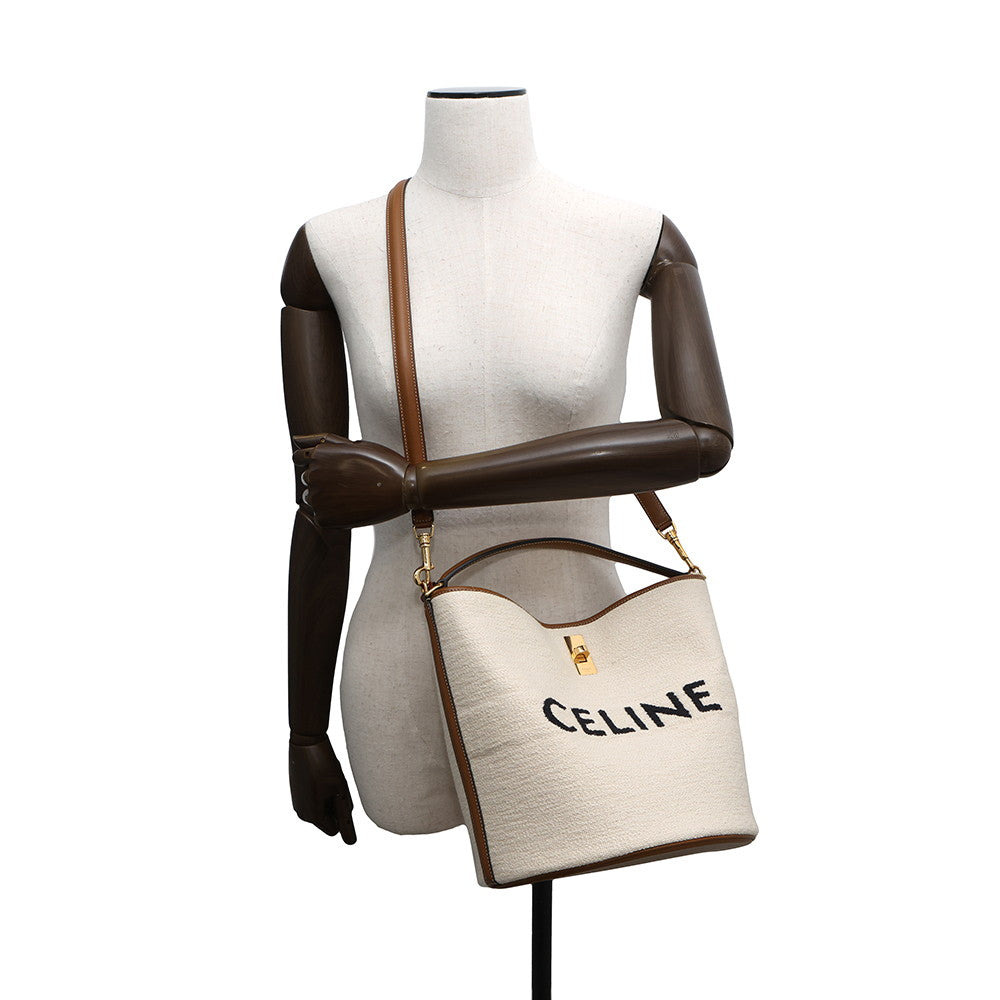 CELINE bucket Natural/Tan195572 Canvas Leather Size 16