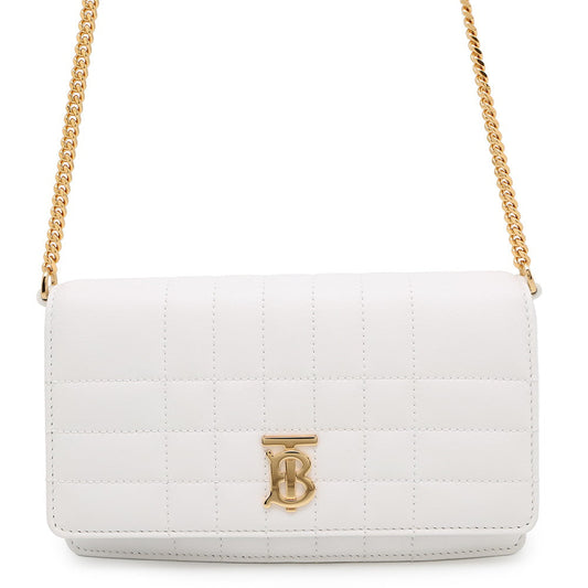 BURBERRY Roller Clutch ChainShoulder White8066176 Leather