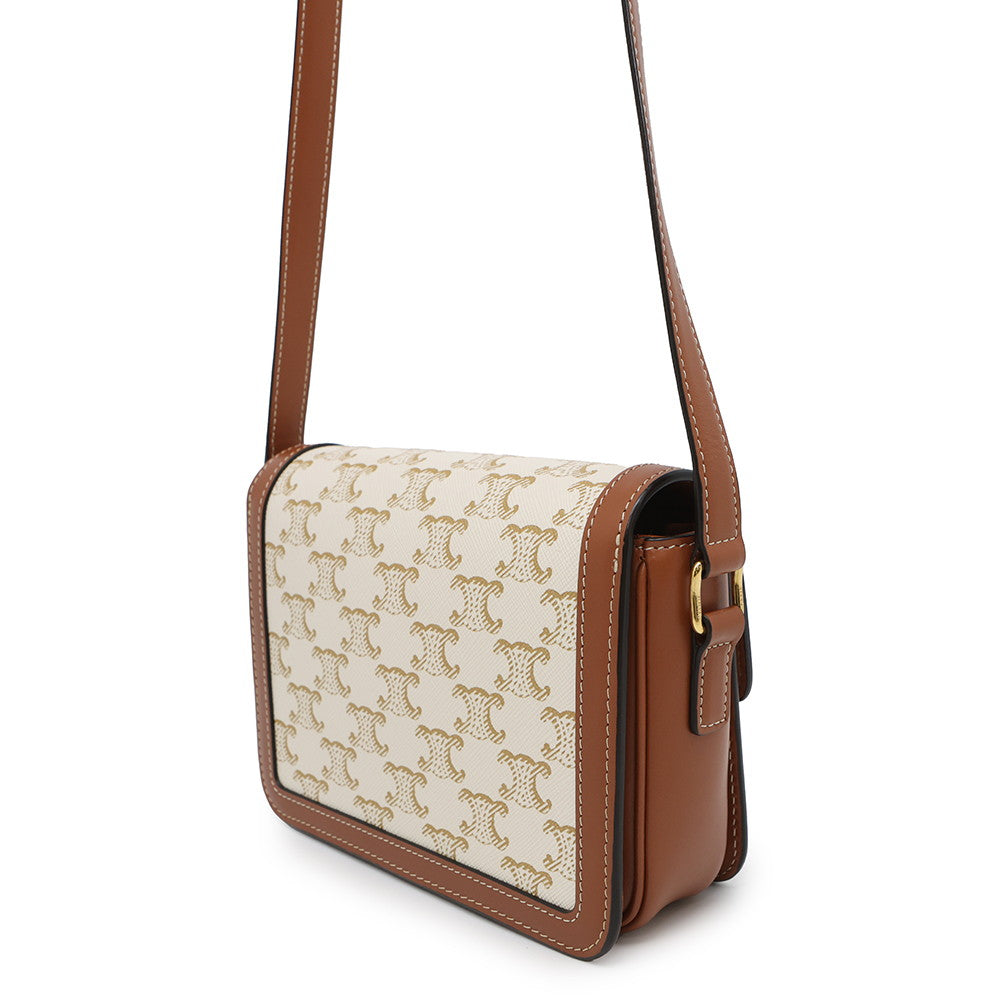 CELINE Teen Triomphe Shoulder Bag White188882BZ4.01BC PVC Calf Leather