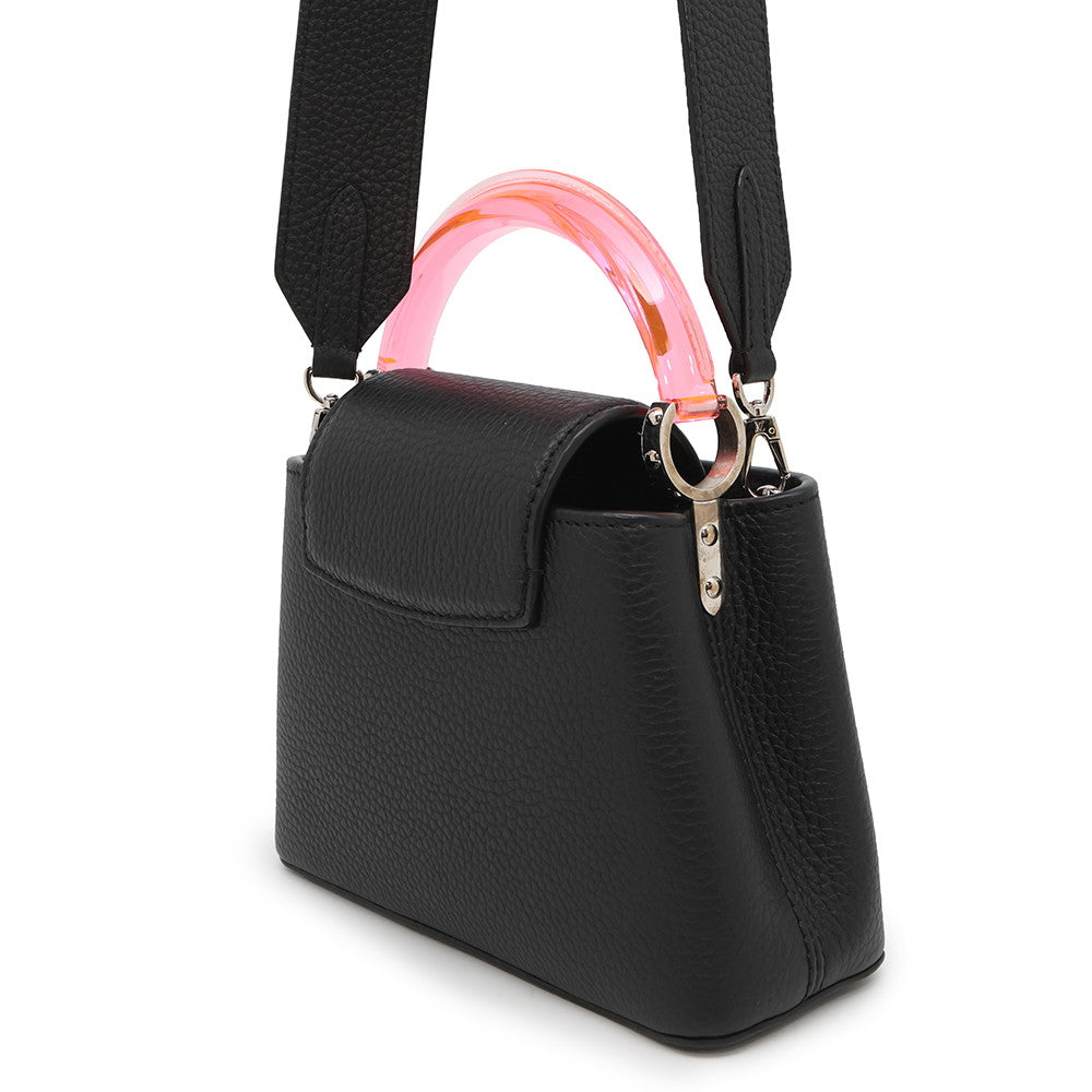 LOUIS VUITTON Capucines Noir/PinkM56072 Taurillon Leather Plexiglas Size Mini