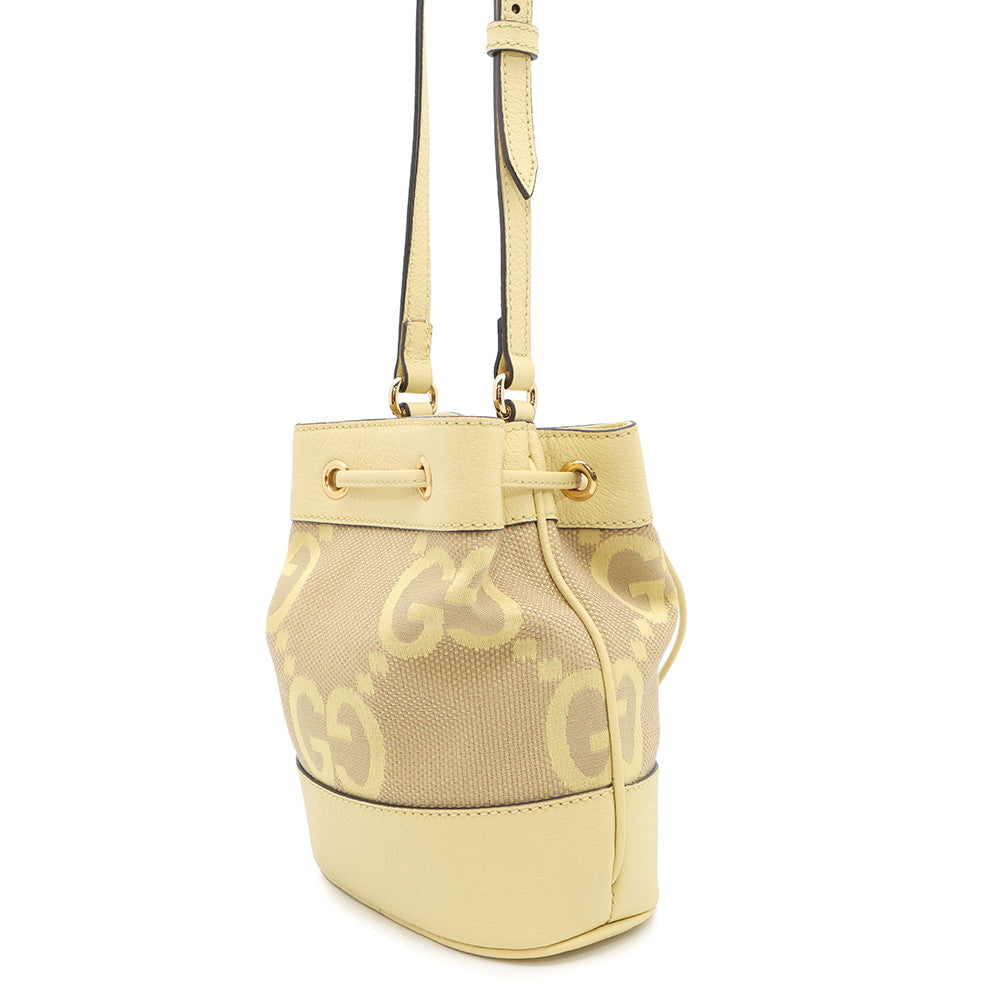 GUCCI Bucket Shoulder Yellow550620 GG Canvas Leather Size Mini
