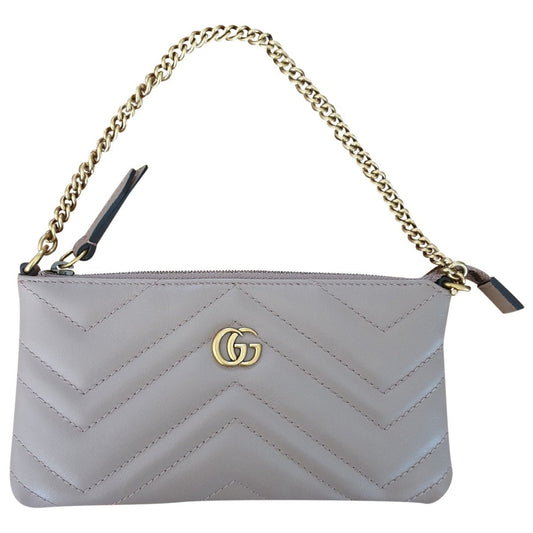 Gucci marmont beige leather clutch bag