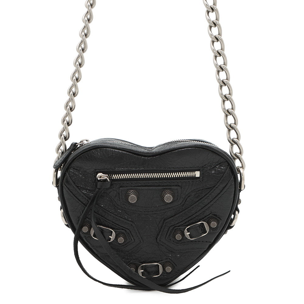 BALENCIAGA Luca Goal Heart ChainShoulder Black722781 Lambskin