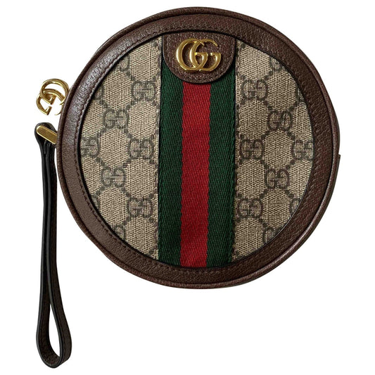 Gucci ophidia brown leather clutch bag