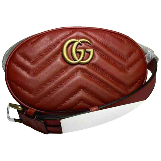 Gucci marmont red leather clutch bag