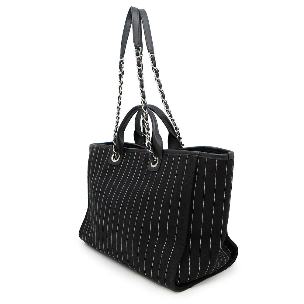 CHANEL Deauville 2WAY ChainTote Bag Black/WhiteA66941 Canvas Leather Size MM