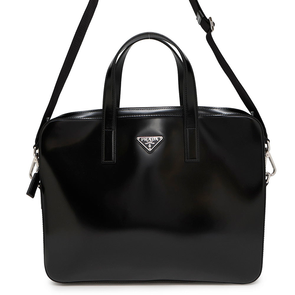 PRADA ?2WAY business bag Black2VE368 BrushedLeather
