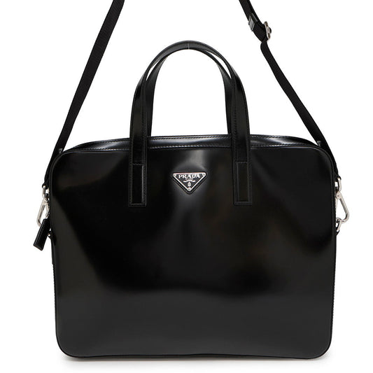PRADA ?2WAY business bag Black2VE368 BrushedLeather
