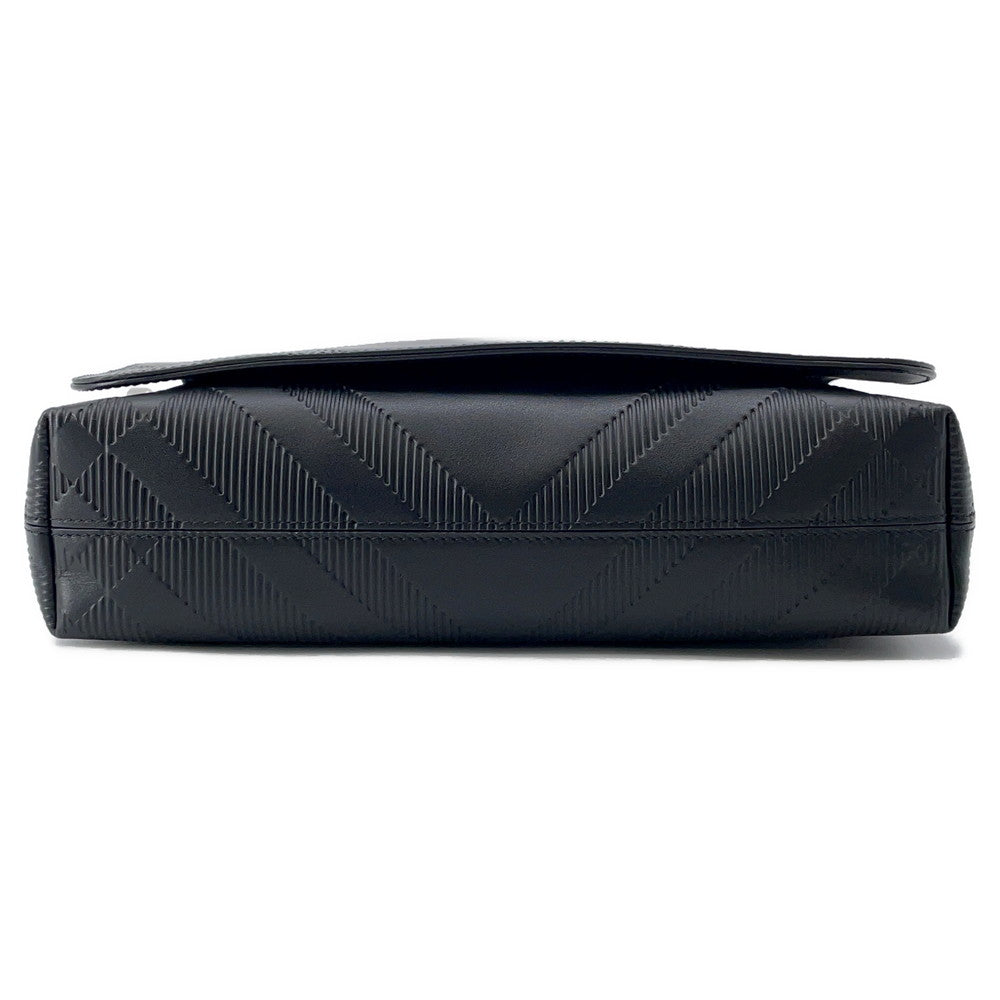 BURBERRY Embossed Check Messenger Bag Black81019221 Calf Leather