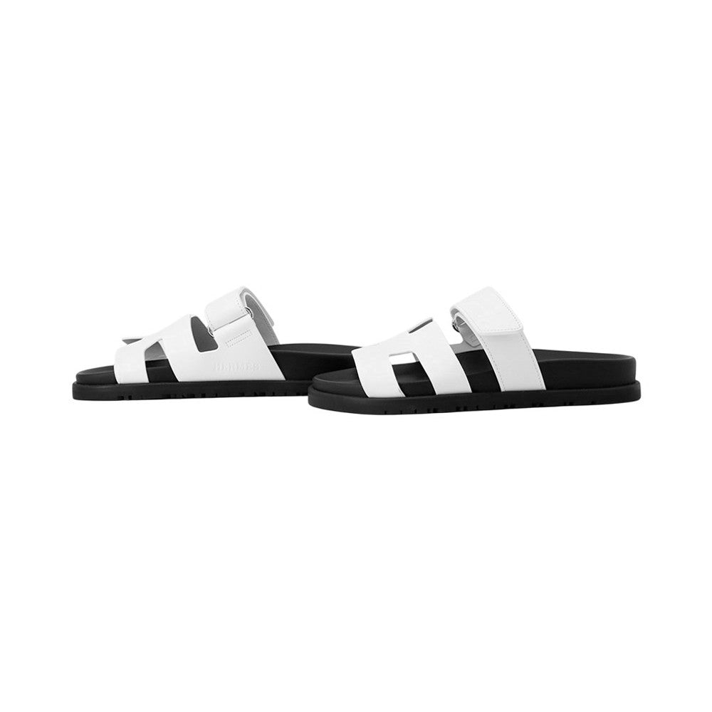HERMES Sandals Chypre White/BlackH222100Z Calf Leather Chevre Leather Size 34