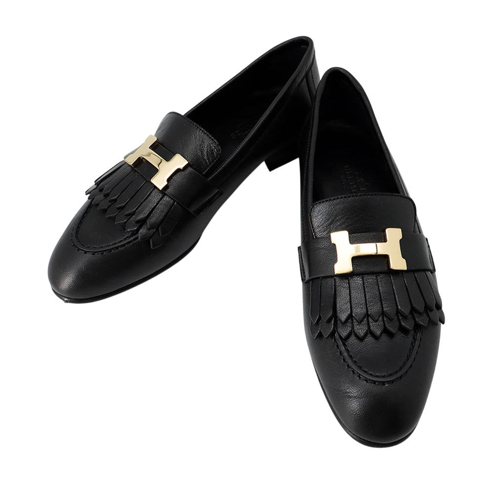 HERMES Mocassins "Royal" BlackH192203Z Leather Size 34