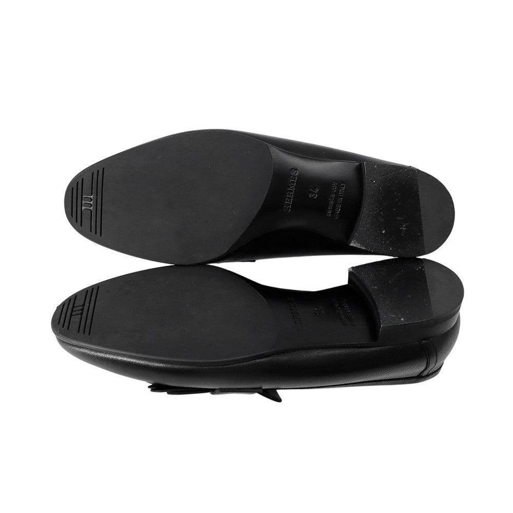 HERMES Mocassins "Royal" BlackH192203Z Leather Size 34