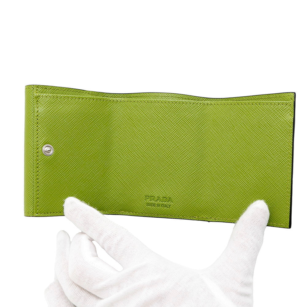 PRADA Saffiano Leather Triangle Wallet Green2MH042 Leather