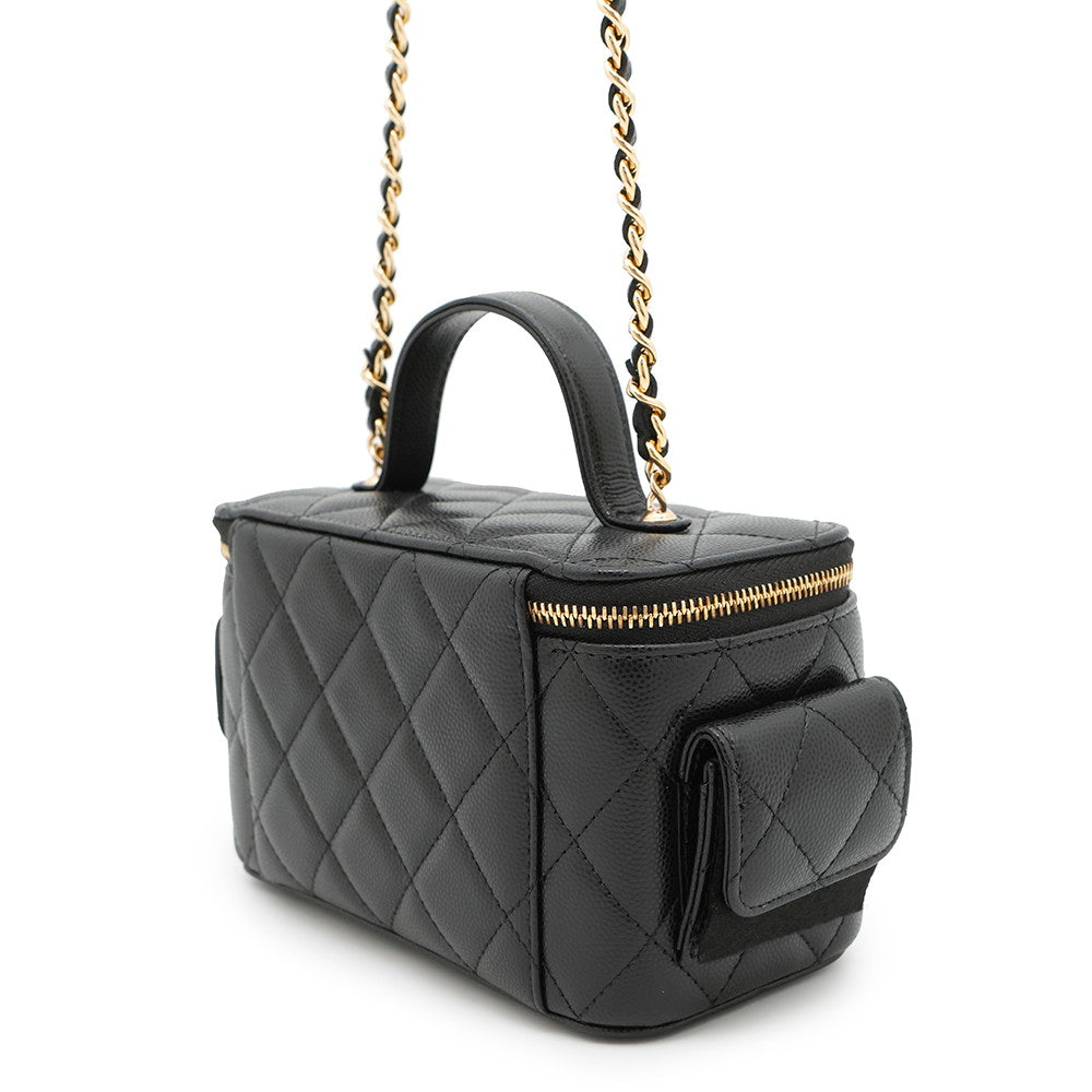 CHANEL Matelasse Chain vanity bag BlackAP3017 Caviar Leather