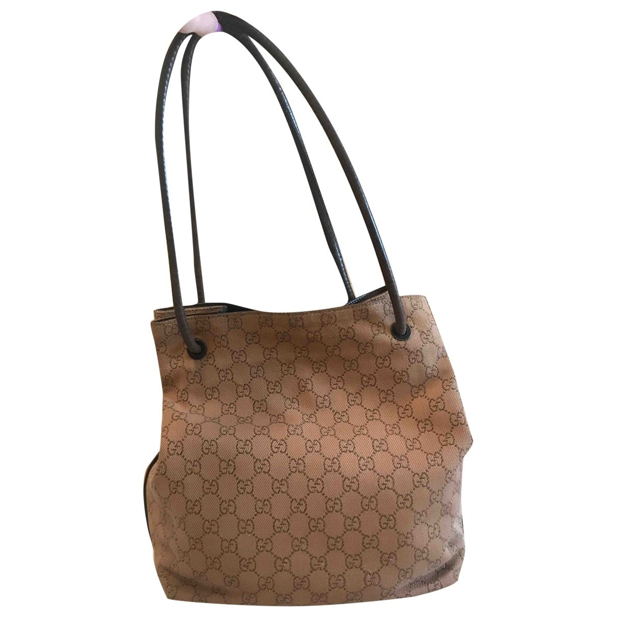 Gucci camel cloth handbag