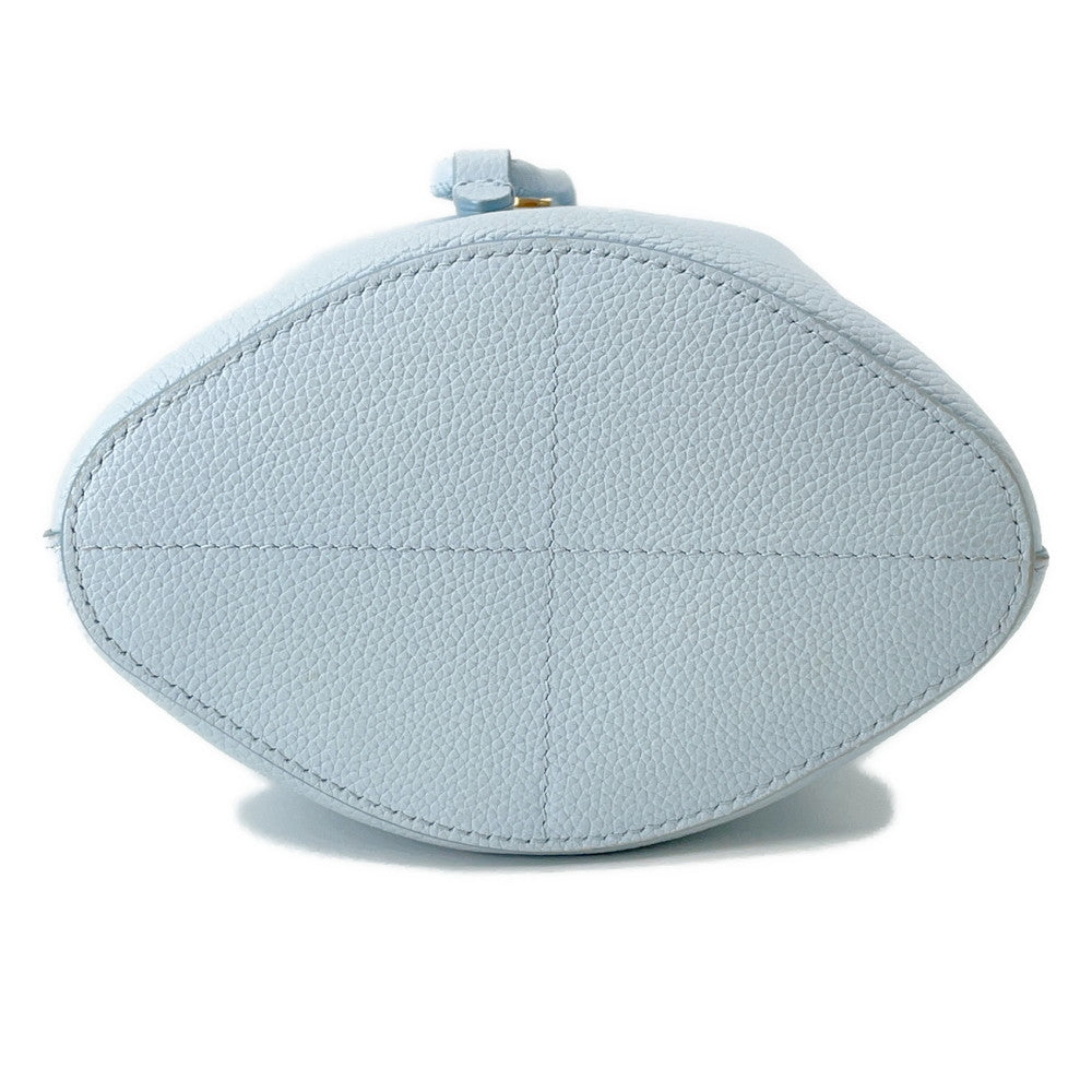 BURBERRY TB Bucket Drawstring Shoulder Bag Light Blue8070635 Leather Size Mini