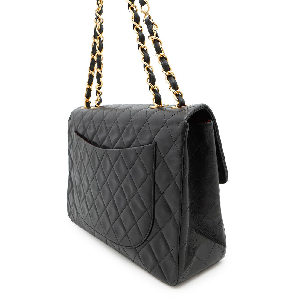 CHANEL Jumbo Matelasse ChainShoulder Bag BlackA01094 Lambskin Size 34