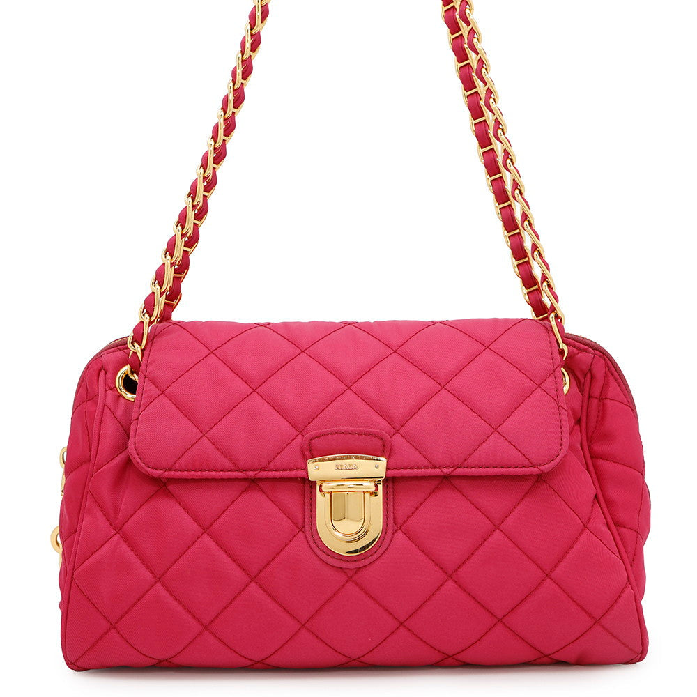 PRADA ?Quilted ChainShoulder Bag PinkBR4965 Nylon